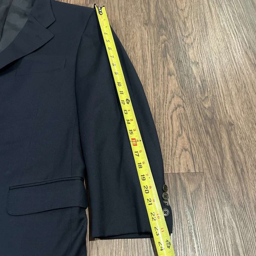 Ermenegildo Zegna Blazer Mens 44R EU54 worsted Super 100's Navy Made In Italy